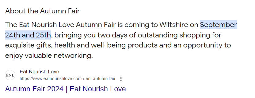 ena Eat Nourish Love Autumn Fair