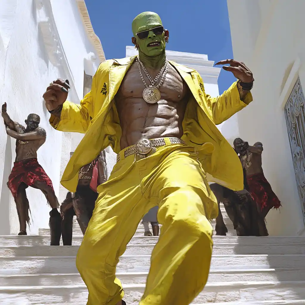 Frankenstein dancing as MC Hammer