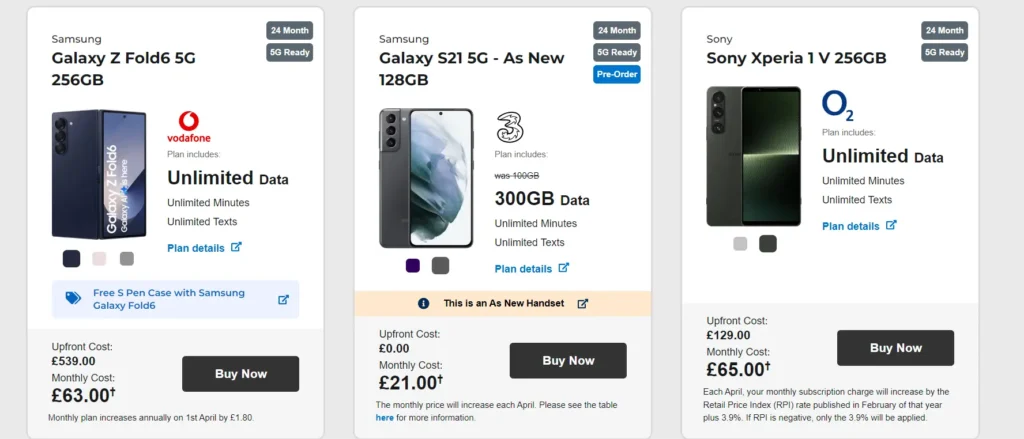Comparitive pricing of mobile phones