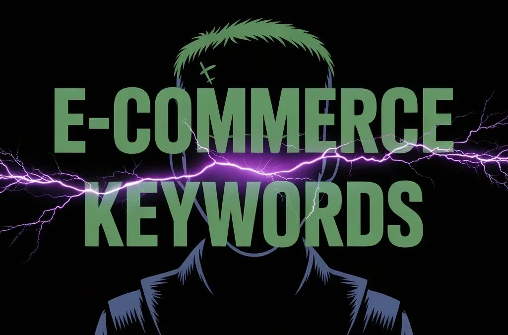 Frankenstein with a sign saying eCommerce keywords