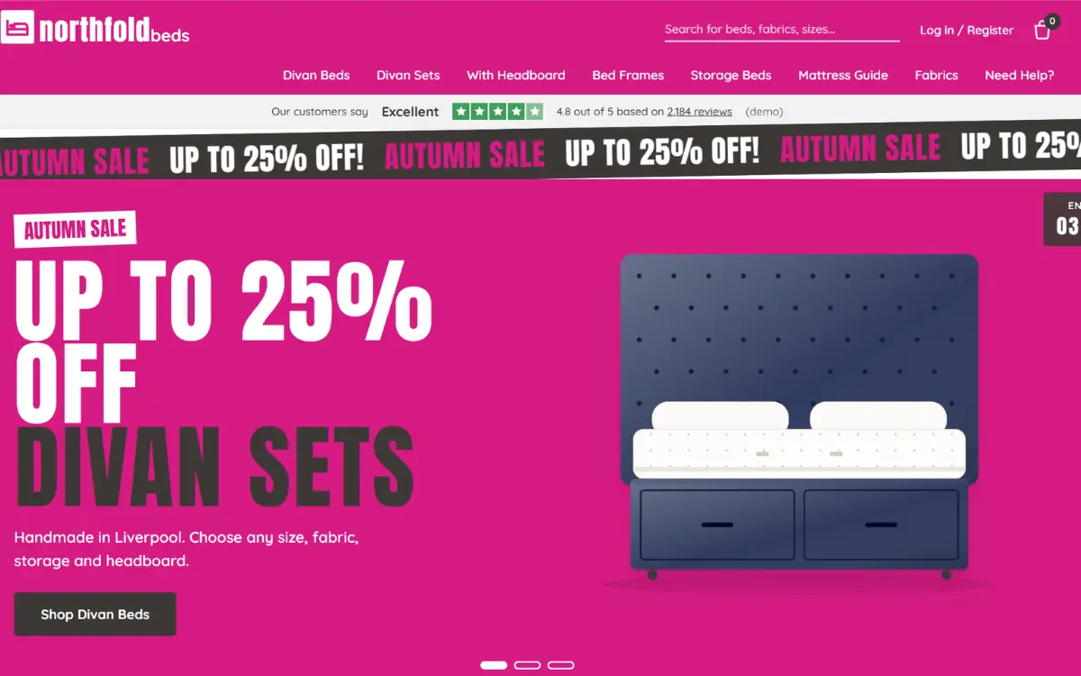 Northfold Beds headless storefront built in Next.js